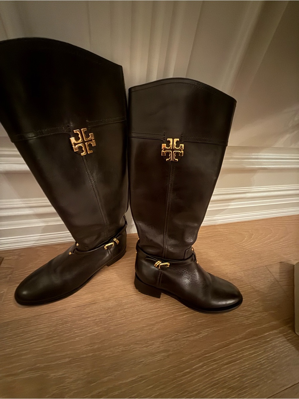Tory Burch Riding Boots With Gold Logo